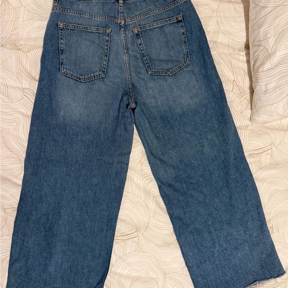 Zara Wide-Leg Flare Jeans - Medium Blue Denim - Picture 5 of 11